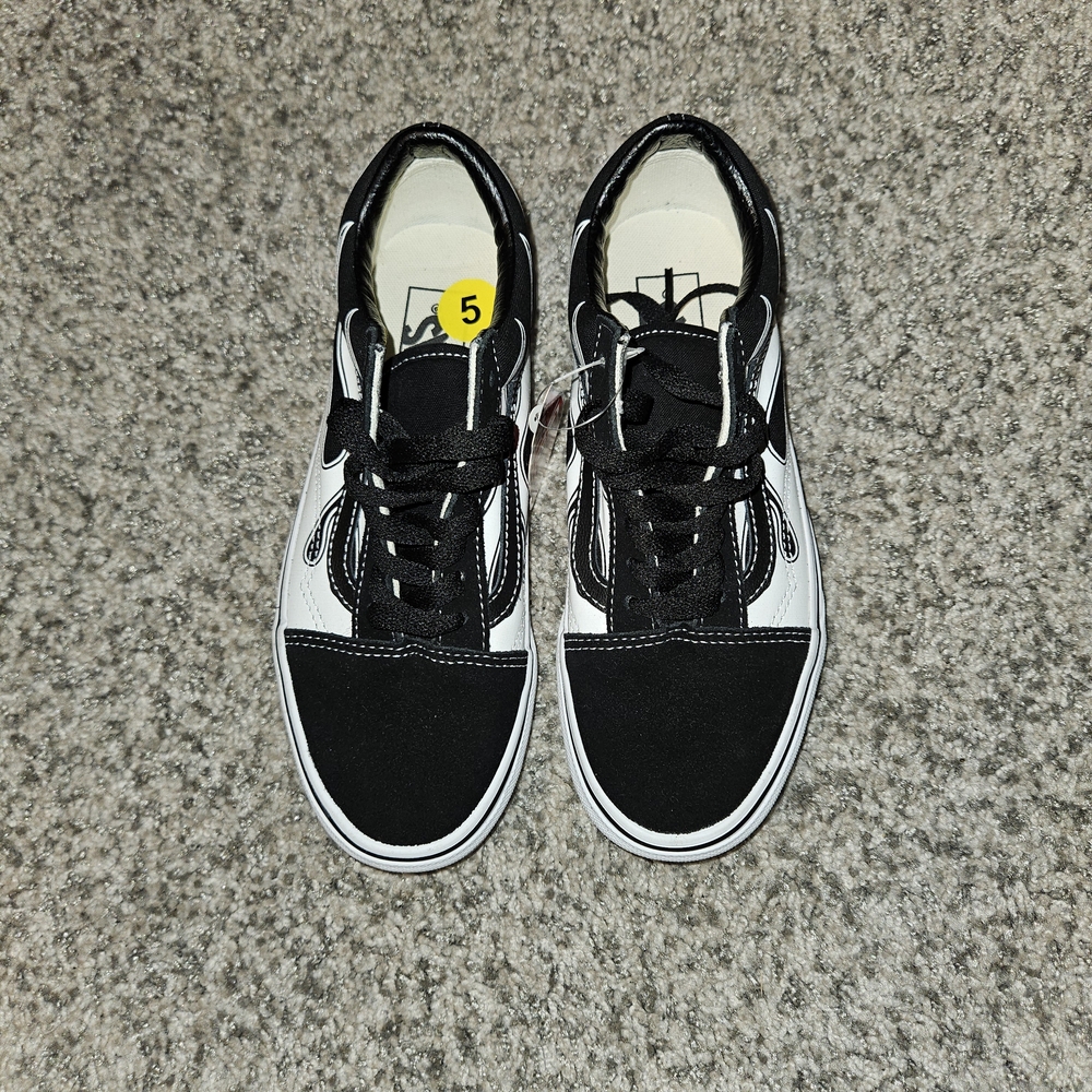 Vans Black and White Flame Women's Shoes - Picture 2 of 5